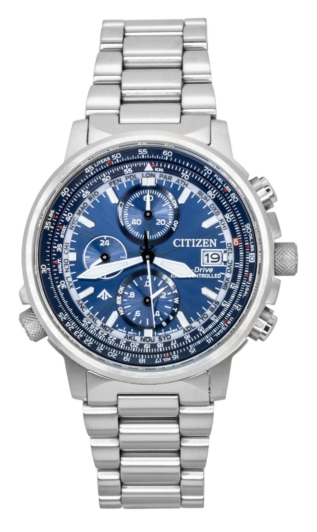 Citizen Promaster Sky Eco-Drive Chronograph Stainless Steel Blue Dial Diver's AT8300-58L 200M Men's Watch
