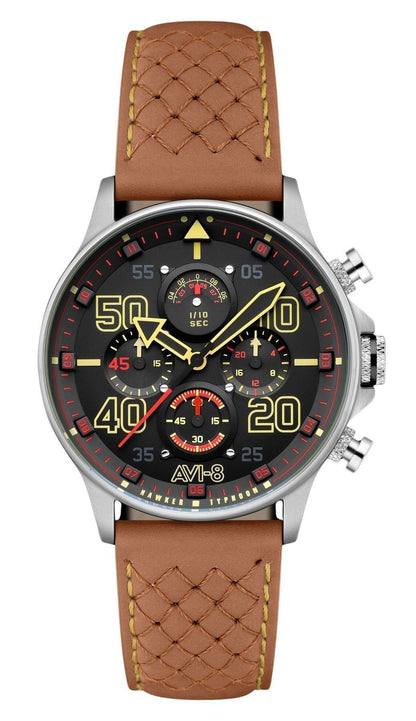 AVI-8 Hawker Typhoon Coningham Chronograph Baldwin Leather Strap Black Dial Quartz AV-4093-0B Men's Watch