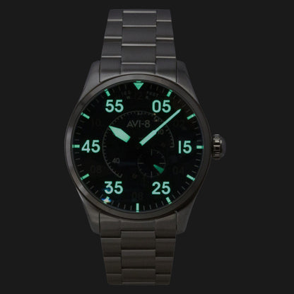 AVI-8 Spitfire Type 300 Stainless Steel Sky Gauge Blue Dial Automatic AV-4147-11 Men's Watch