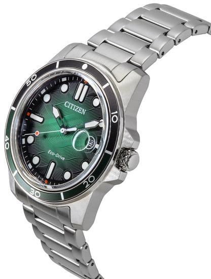 Citizen Marine Eco-Drive Stainless Steel Green Dial AW1811-82X 100M Men's Watch