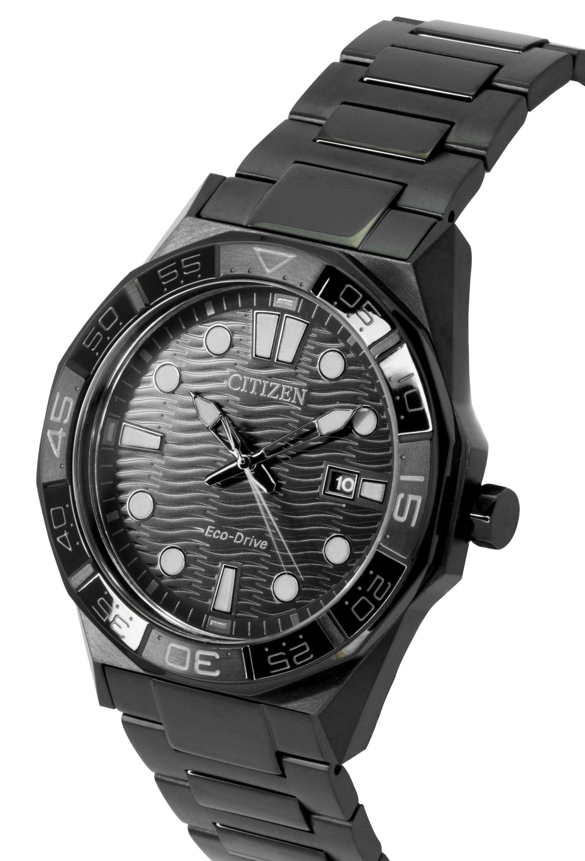 Citizen Brycen Stainless Steel Black Dial Eco-Drive AW1855-52E 100M Men's Watch