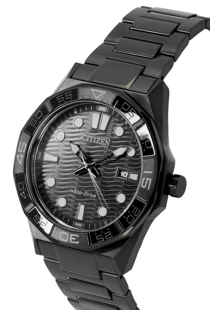 Citizen Brycen Stainless Steel Black Dial Eco-Drive AW1855-52E 100M Men's Watch