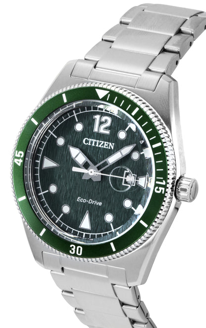Citizen Eco-Drive Stainless Steel Green Dial Solar AW1880-55X 100M Men's Watch