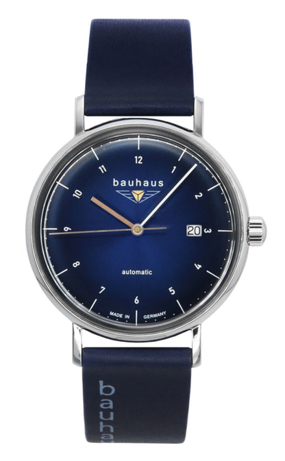 Bauhaus Leather Strap Dark Blue Dial Automatic 21523 Men's Watch