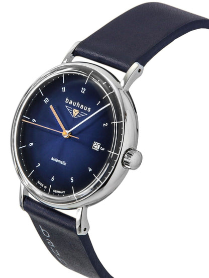 Bauhaus Leather Strap Dark Blue Dial Automatic 21523 Men's Watch