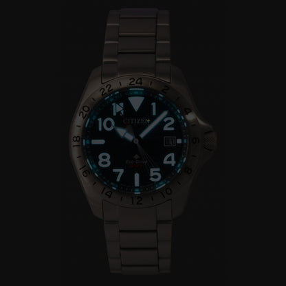Citizen Promaster GMT Stainless Steel Black Dial Eco-Drive Diver's BJ7150-50E 200M Men's Watch