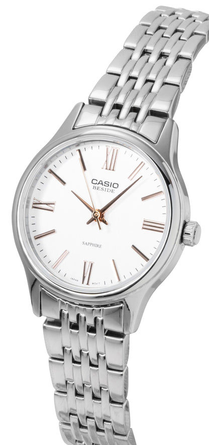 Casio Beside Analog Stainless Steel White Dial Quartz BLS-100D-7AV Women's Watch