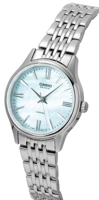 Casio Beside Analog Stainless Steel Mother of Pearl Dial Quartz BLS-100DS-2AV Women's Watch