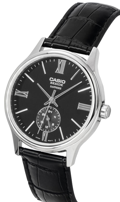 Casio Beside Analog Leather Strap Black Dial Quartz BMS-100L-1AV Men's Watch