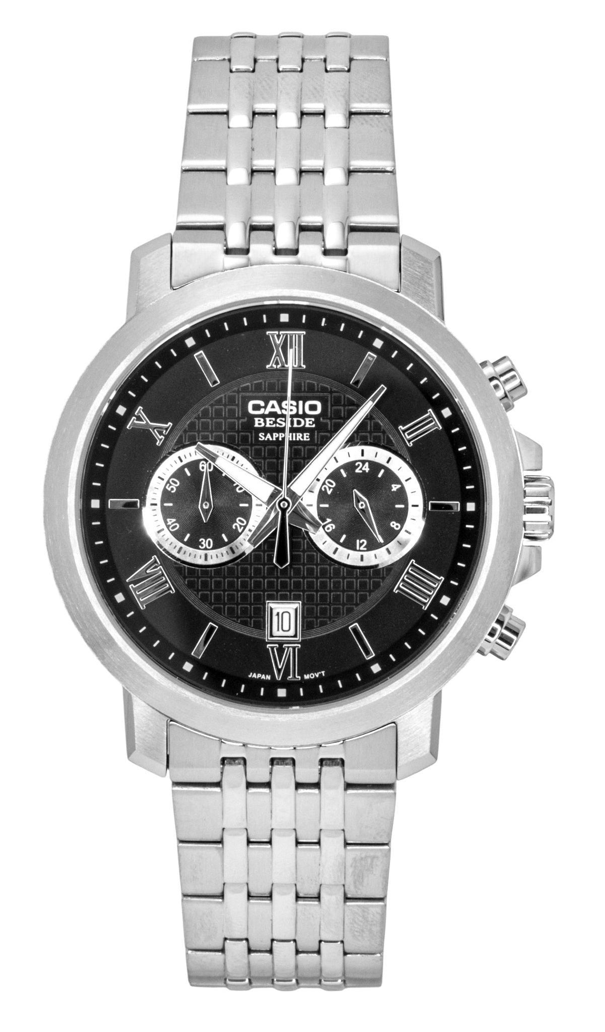 Casio Beside Chronograph Analog Stainless Steel Black Dial Quartz BMS-500D-1A Men's Watch