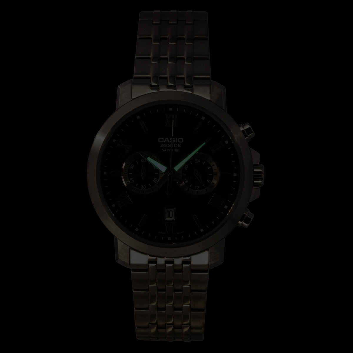 Casio Beside Chronograph Analog Stainless Steel Black Dial Quartz BMS-500D-1A Men's Watch