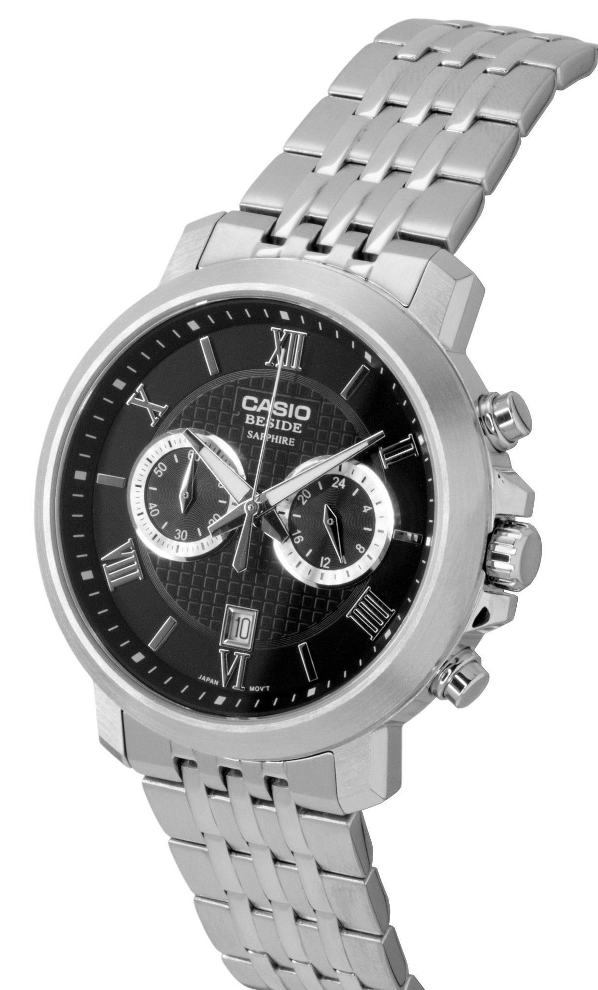 Casio Beside Chronograph Analog Stainless Steel Black Dial Quartz BMS-500D-1A Men's Watch
