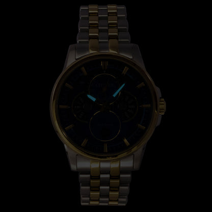 Citizen Calendrier Moonphase Two Tone Stainless Steel Blue Dial Eco-Drive BU0054-52L 100M Men's Watch