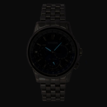 Citizen Calendrier World Time Stainless Steel Blue Dial Eco-Drive BU2021-51L 100M Men's Watch
