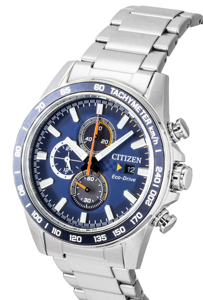 Citizen Brycen Chronograph Stainless Steel Blue Dial Eco-Drive CA0781-50L 100M Men's Watch