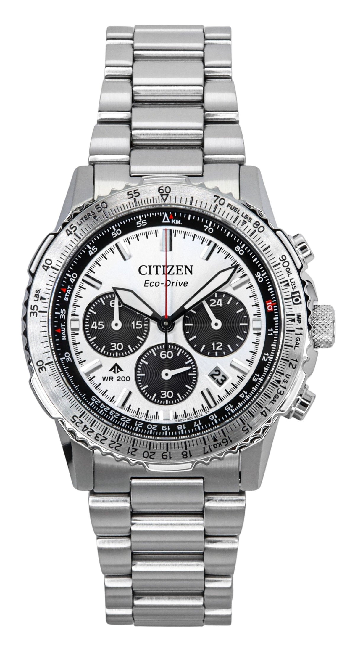 Citizen Promaster Navihawk Chronograph Stainless Steel White Dial Eco-Drive Diver's CA4660-61A 200M Men's Watch