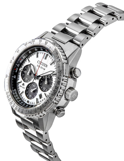 Citizen Promaster Navihawk Chronograph Stainless Steel White Dial Eco-Drive Diver's CA4660-61A 200M Men's Watch