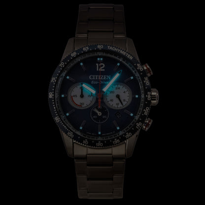 Citizen Eco-Drive Chronograph Stainless Steel Navy Blue Dial CA4716-50L 100M Men's Watch