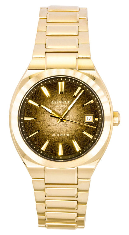 Casio Edifice Analog Gold Tone Stainless Steel Dark Brown Dial Automatic EFK-200DG-5A 100M Men's Watch