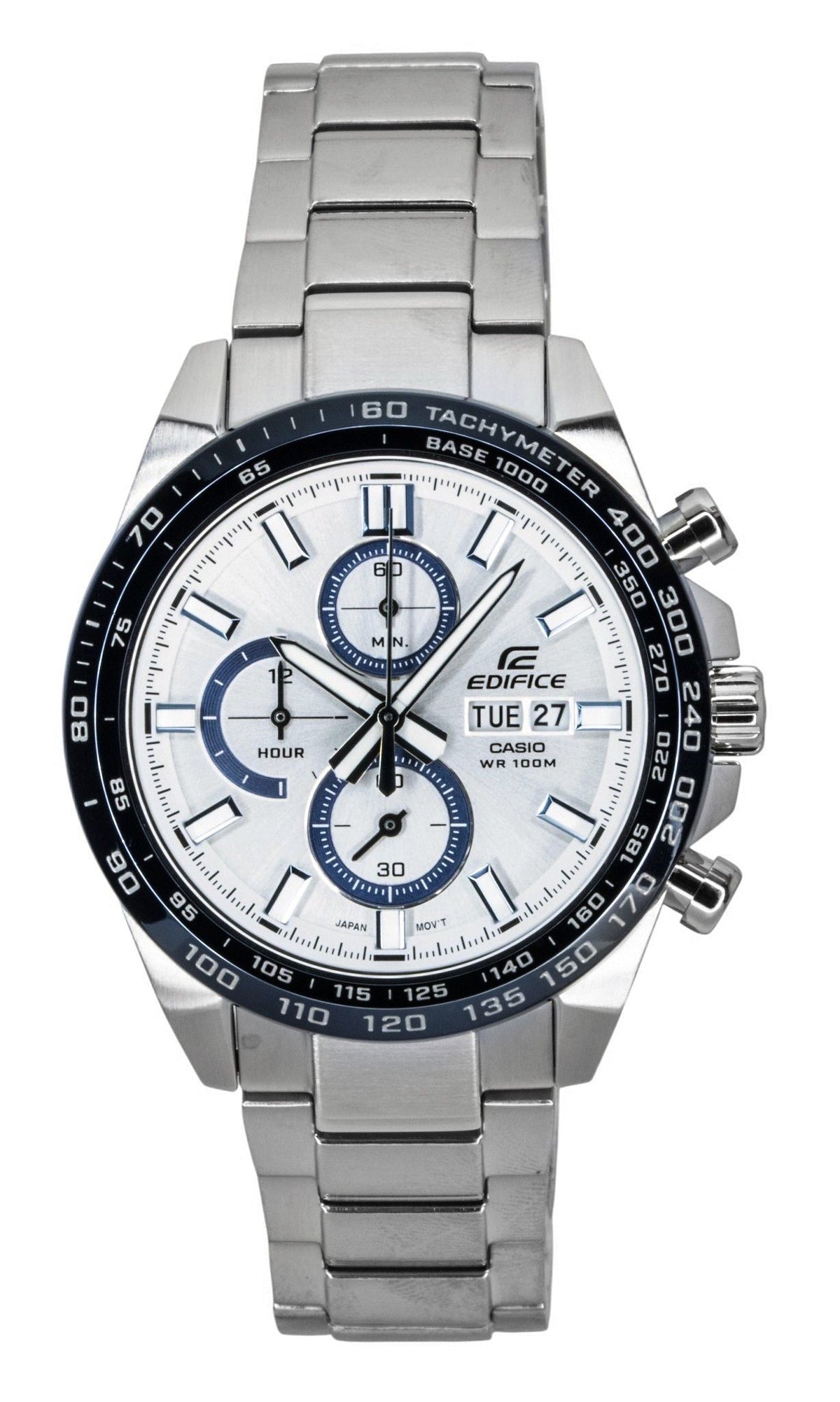 Casio Edifice Analog Chronograph Stainless Steel Silver Dial Quartz EFR-574DE-7AV 100M Men's Watch