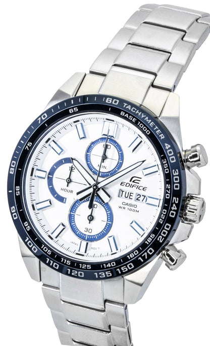 Casio Edifice Analog Chronograph Stainless Steel Silver Dial Quartz EFR-574DE-7AV 100M Men's Watch