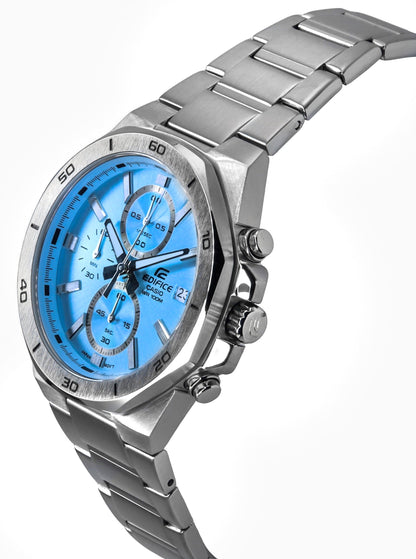 Casio Edifice Standard Chronograph Analog Stainless Steel Blue Dial Quartz EFV-640D-2BV 100M Men's Watch