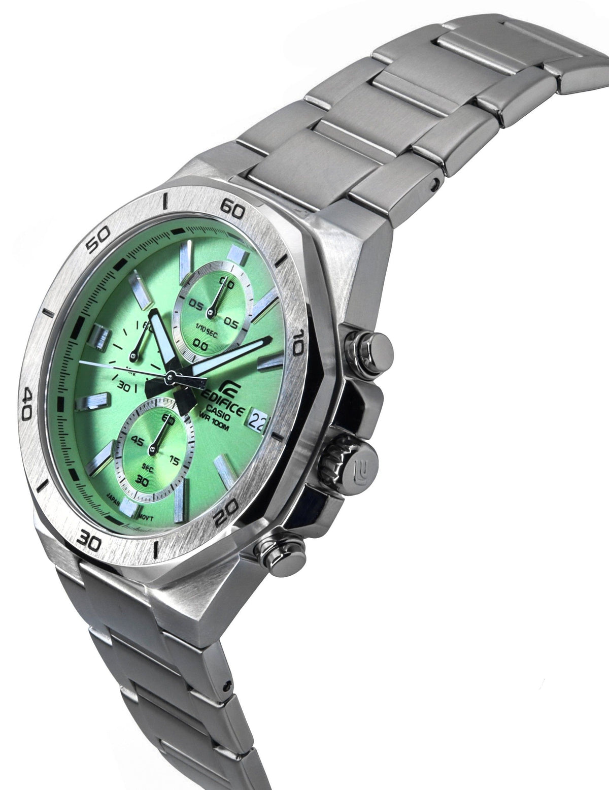 Casio Edifice Standard Chronograph Analog Stainless Steel Green Dial Quartz EFV-640D-3AV 100M Men's Watch
