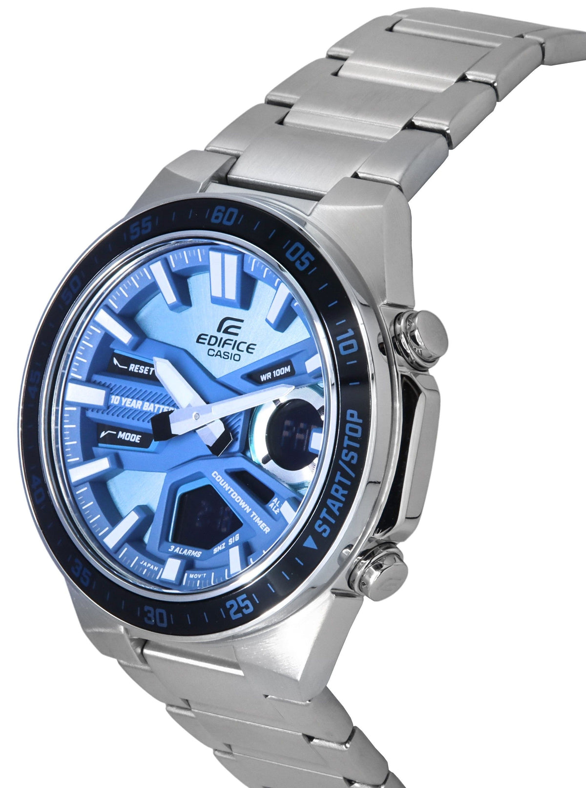 Casio Edifice Analog Digital Stainless Steel Blue Dial Quartz EFV-C110D-2B 100M Men's Watch