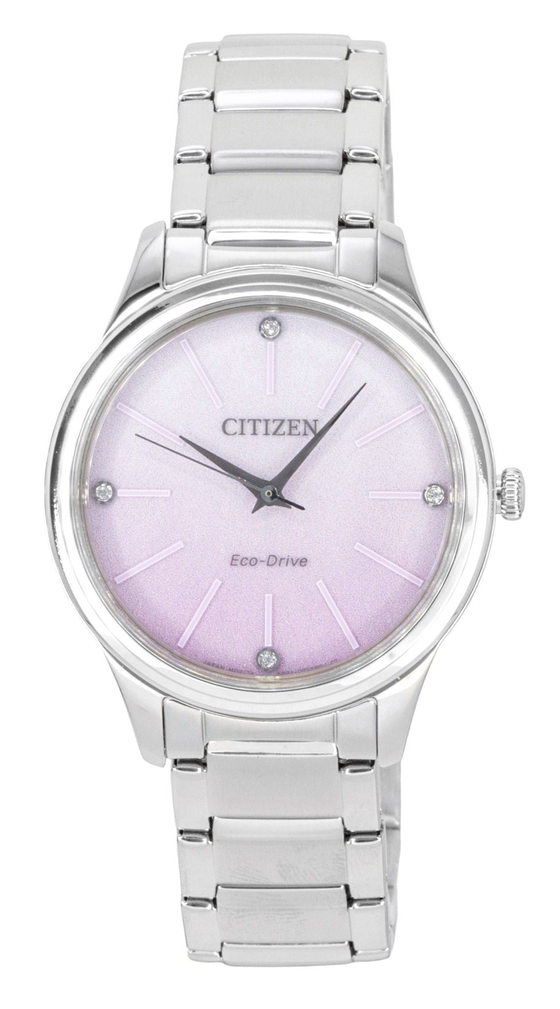 Citizen Eco-Drive  Analog Stainless Steel Pink Dial Solar EM1220-58X Women's Watch