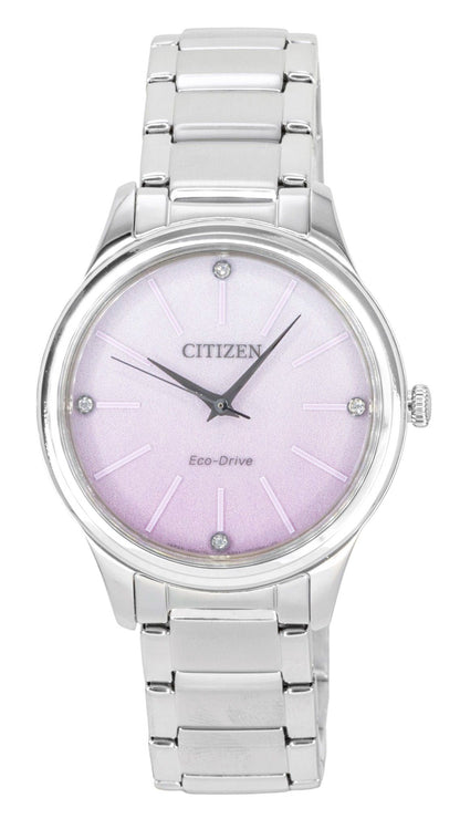 Citizen Eco-Drive  Analog Stainless Steel Pink Dial Solar EM1220-58X Women's Watch