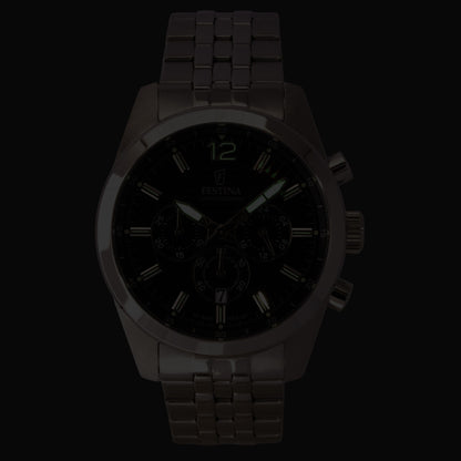 Festina Timeless Chronograph Stainless Steel Black Dial Quartz F20742-3 100M Men's Watch