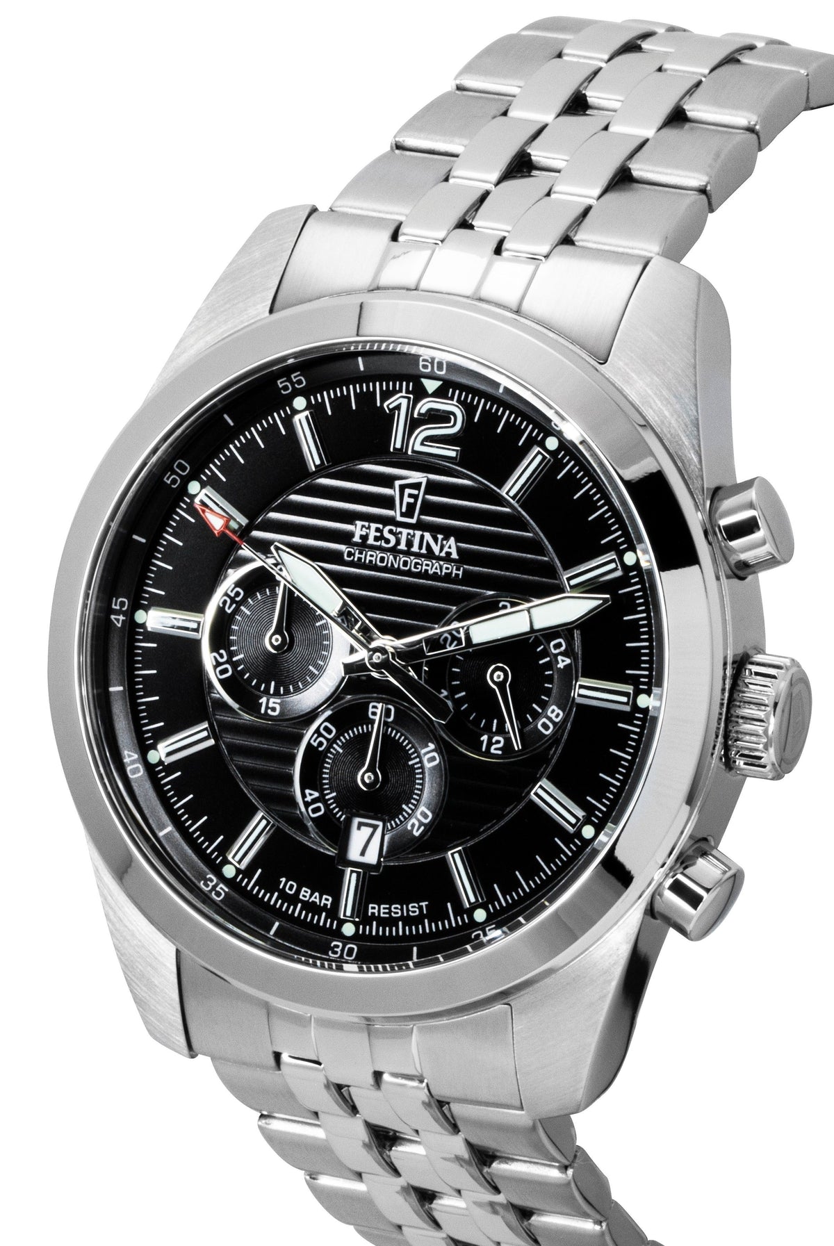 Festina Timeless Chronograph Stainless Steel Black Dial Quartz F20742-3 100M Men's Watch