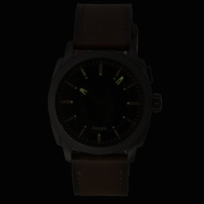 Fossil Machine Big Tic Analog Digital Brown Leather Strap Black Dial Quartz FS6165 Men's Watch