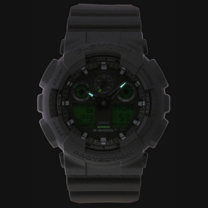 Casio G-Shock Analog Digital Black Dial Resin Quartz GA-100BEG-1A 200M Men's Watch