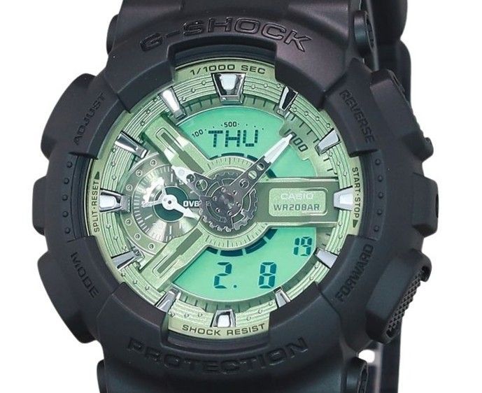 Casio G-Shock Analog Digital Resin Strap Mint Green Dial Quartz GA-110CD-1A3 200M Men's Watch