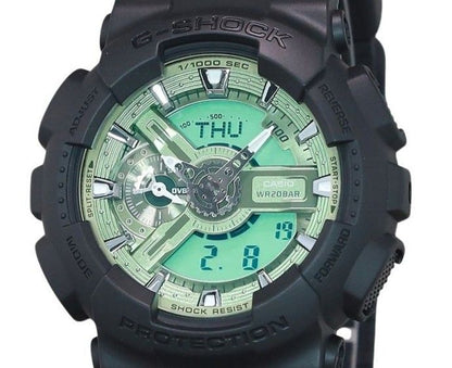 Casio G-Shock Analog Digital Resin Strap Mint Green Dial Quartz GA-110CD-1A3 200M Men's Watch