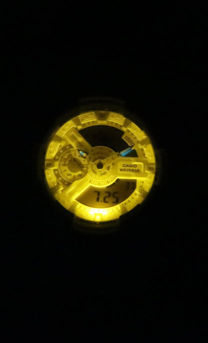 Casio G-Shock Analog Digital White Resin Strap Multicolor Dial Quartz GA-110TL-7A 200M Men's Watch