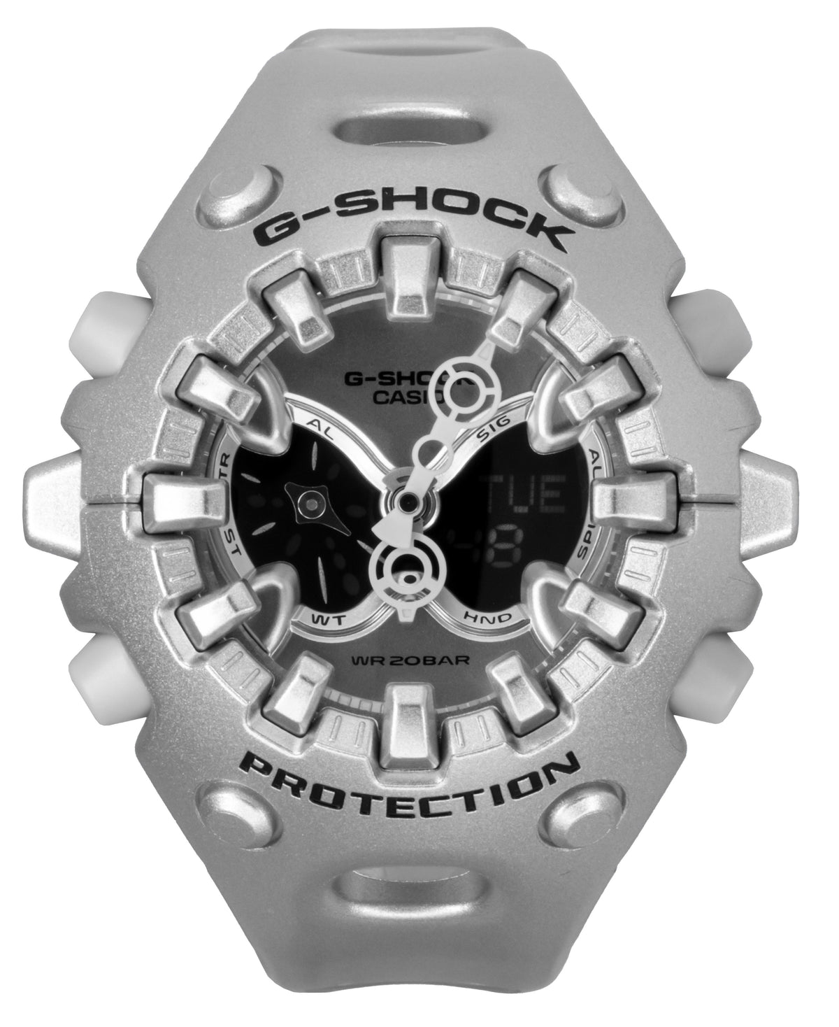Casio G-Shock Analog Digital Resin Strap Silver Dial Quartz GA-V01A-8A 200M Unisex Watch