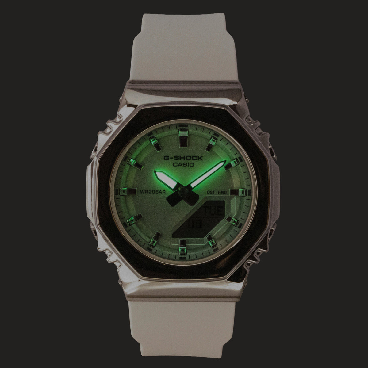 Casio G-Shock Analog Digital Green Dial Resin Strap Quartz GM-S2110SR-7A 200M Women's Watch