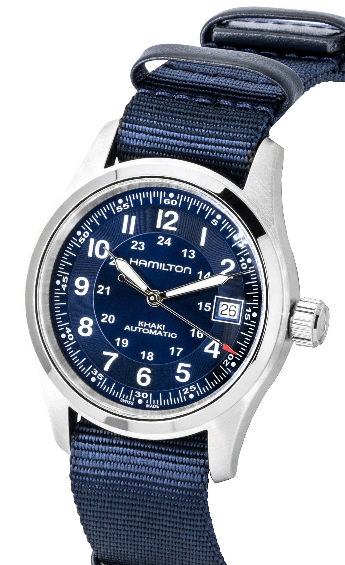 Hamilton Khaki Field Textile NATO Strap Blue Dial Automatic H70455940 100M Men's Watch
