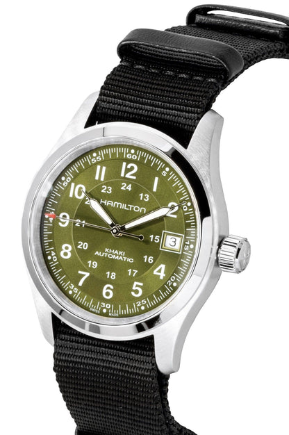 Hamilton Khaki Field Textile NATO Strap Green Dial Automatic H70455960 100M Men's Watch