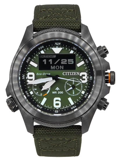 Citizen Promaster Land 35th Anniversary Chronograph Green Dial Eco-Drive JV1005-02W 200M Men's Watch