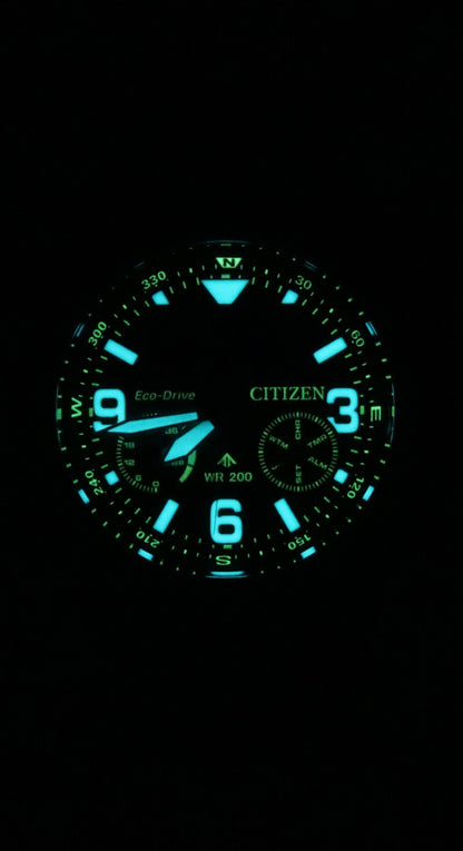 Citizen Promaster Land 35th Anniversary Chronograph Green Dial Eco-Drive JV1005-02W 200M Men's Watch