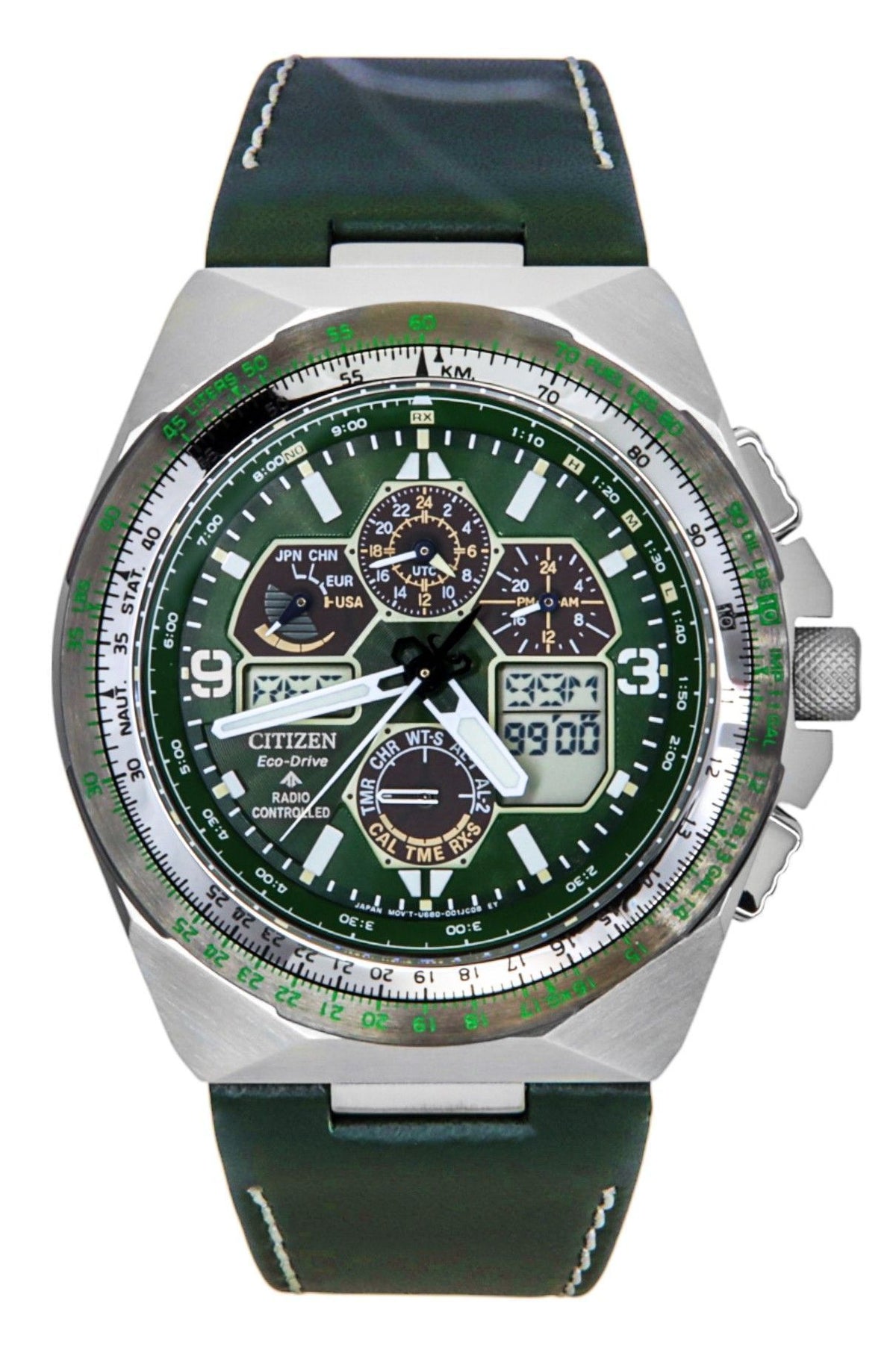 Citizen Promaster Skyhawk A-T Perpetual Calendar Chronograph Green Dial Eco-Drive Diver's JY8147-01X 200M Men's Watch