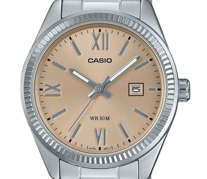Casio Standard Analog Stainless Steel Peach Dial Quartz LTP-1302DD-4A2V Women's Watch