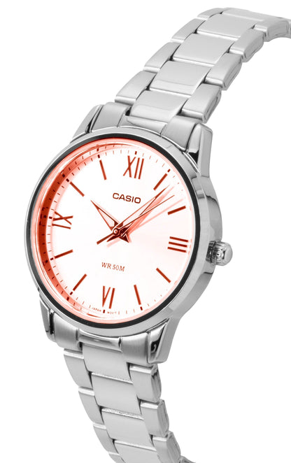 Casio Analog Stainless Steel Pink Dial Quartz LTP-1303DD-4AV Women's Watch
