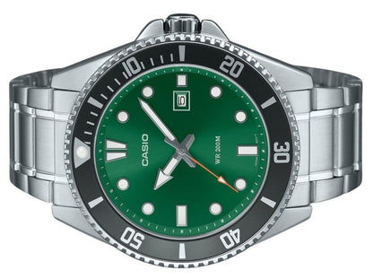 Casio Standard Analog Stainless Steel Green Dial Quartz MDV-107D-3A2V 200M Men's Watch