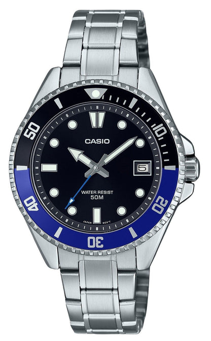Casio Standard Analog Stainless Steel Black Dial Quartz MDV-10D-1A2 Men's Watch