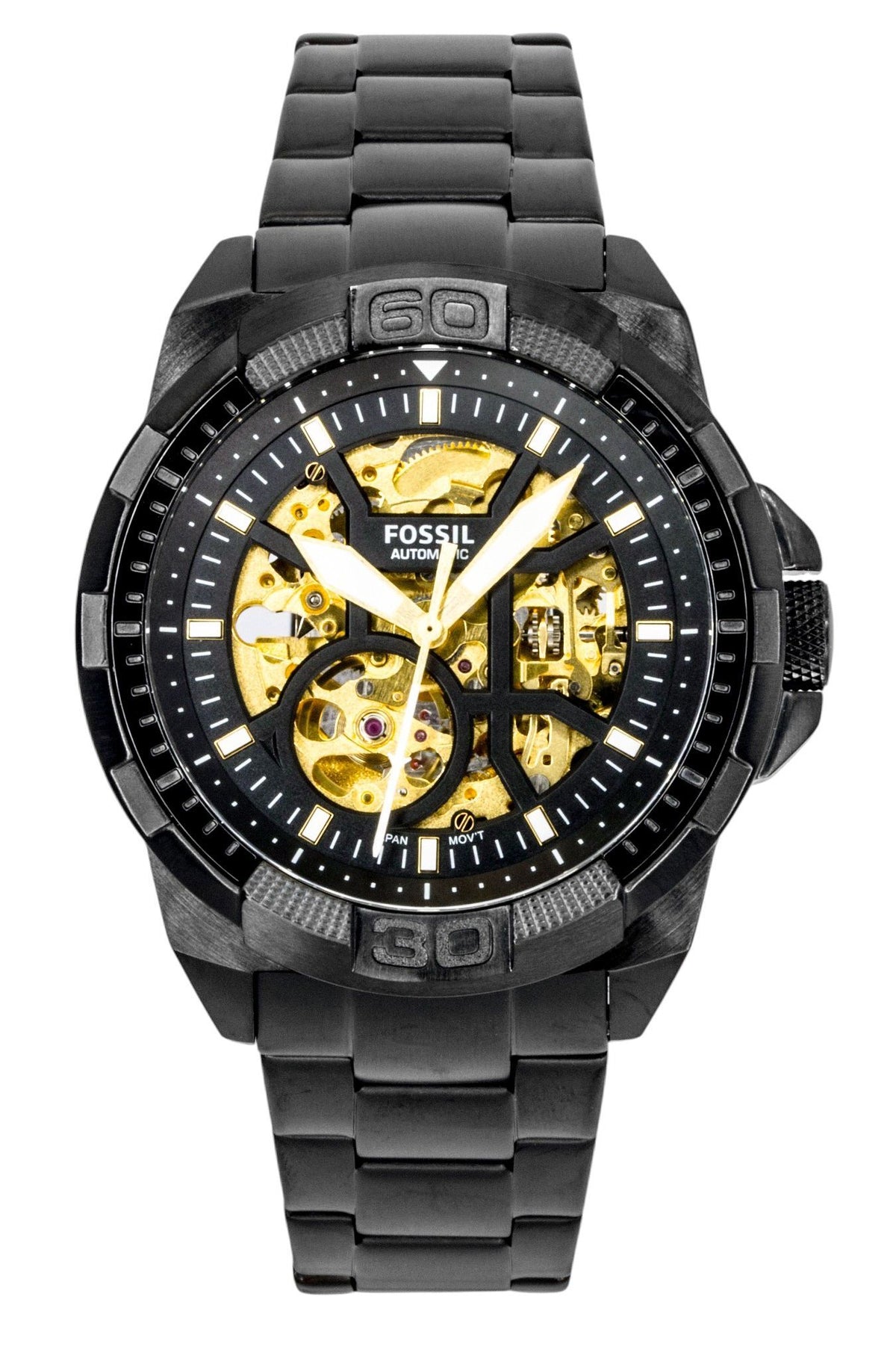 Fossil Bronson Stainless Steel Black Skeleton Dial Automatic ME3217 Men's Watch
