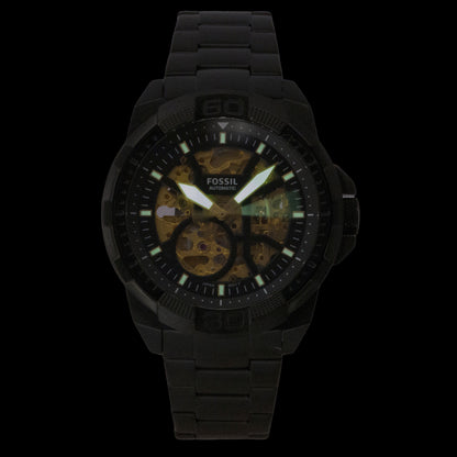 Fossil Bronson Stainless Steel Black Skeleton Dial Automatic ME3217 Men's Watch
